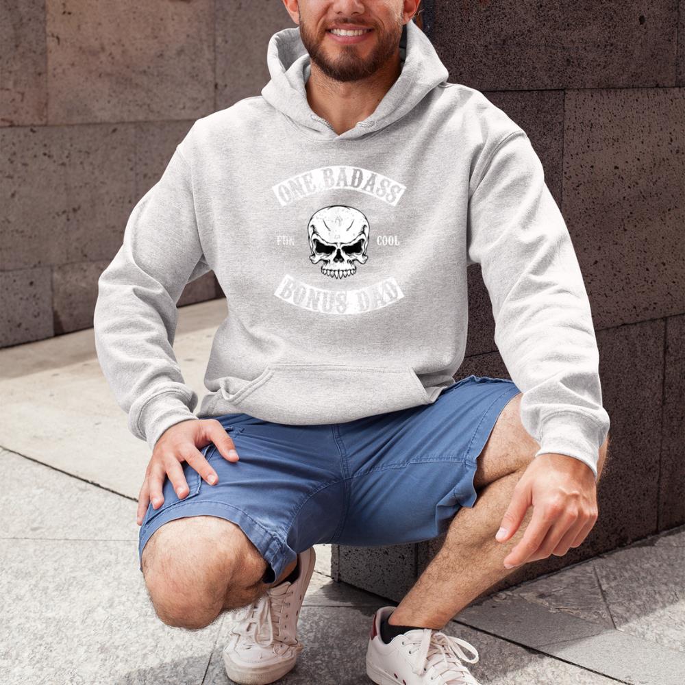 Thedaughterdadshirts One Badass Bonus Step Dad Funny Gift Birthday Stepdad Unisex Hoodie