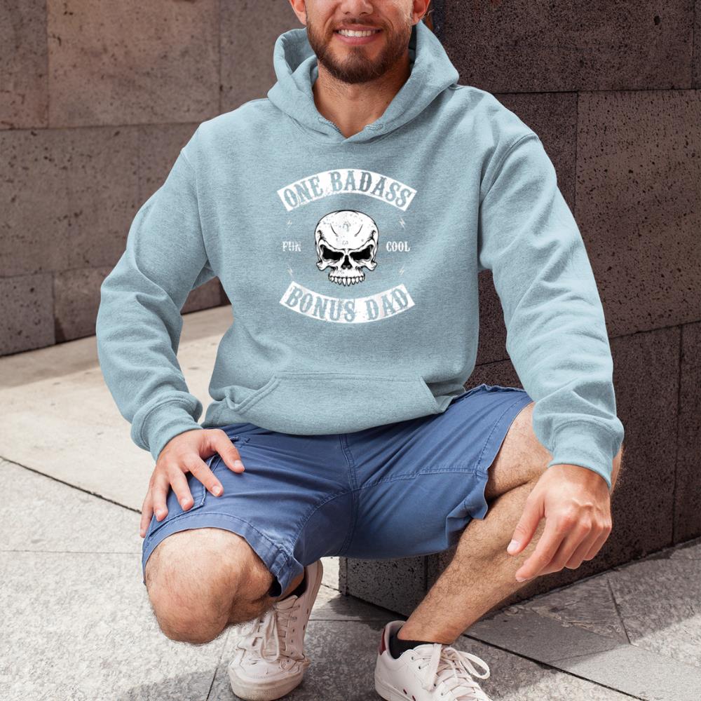 Thedaughterdadshirts One Badass Bonus Step Dad Funny Gift Birthday Stepdad Unisex Hoodie