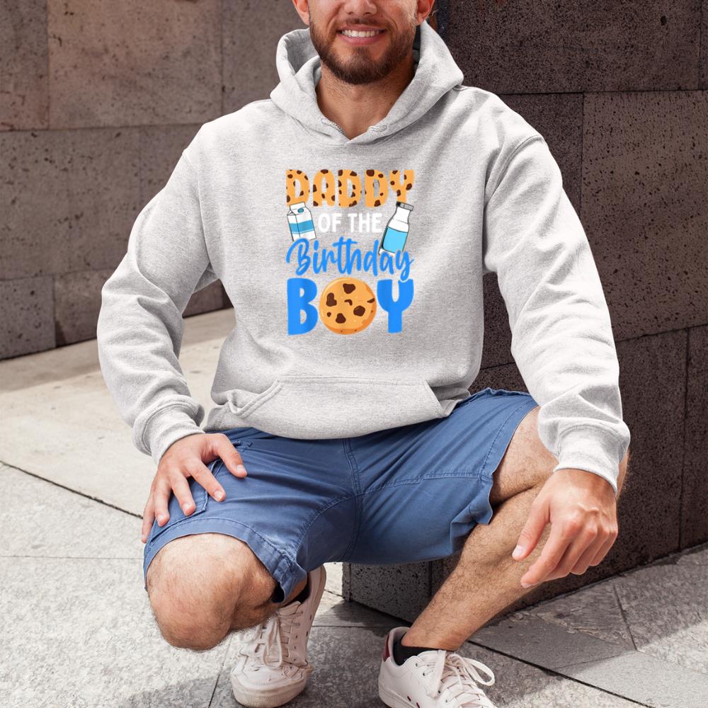Thedaughterdadshirts Daddy of the birthday boy Milk and Cookies 1st birthday Unisex Hoodie
