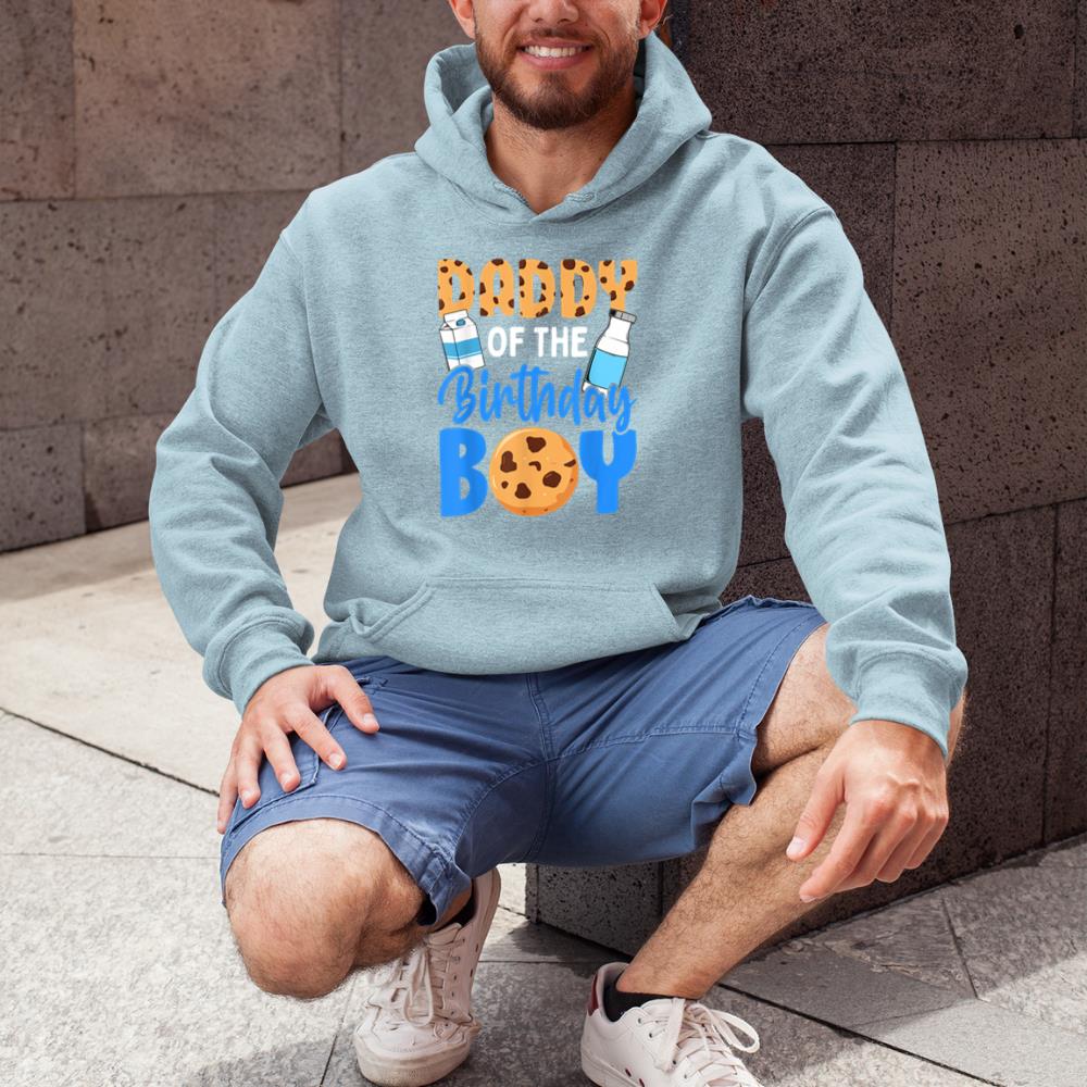 Thedaughterdadshirts Daddy of the birthday boy Milk and Cookies 1st birthday Unisex Hoodie