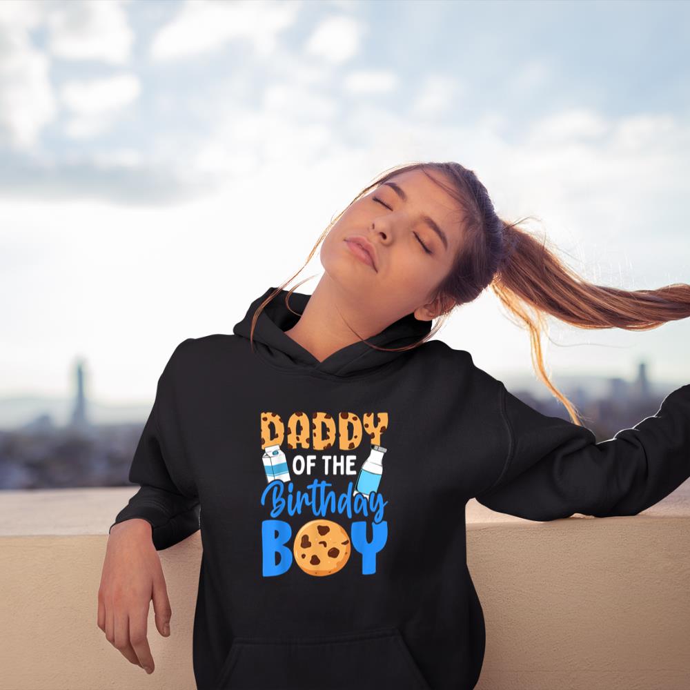 Thedaughterdadshirts Daddy of the birthday boy Milk and Cookies 1st birthday Unisex Hoodie