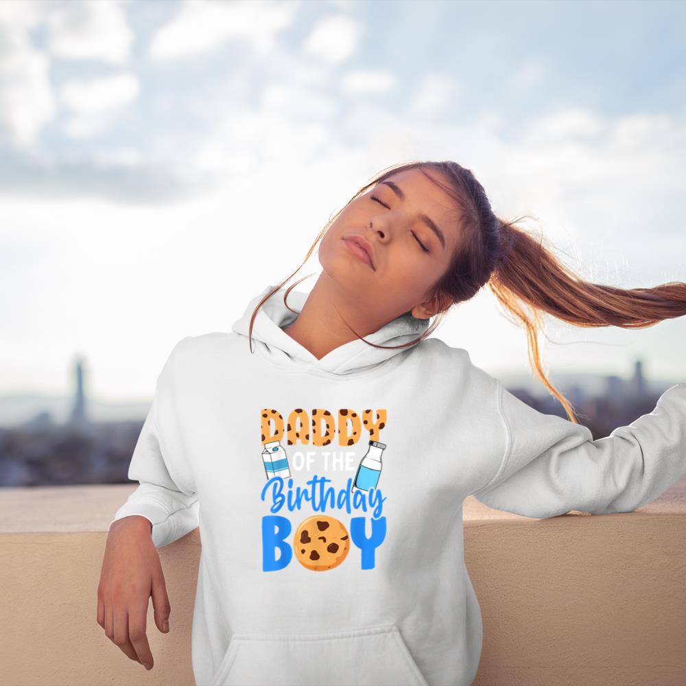 Thedaughterdadshirts Daddy of the birthday boy Milk and Cookies 1st birthday Unisex Hoodie